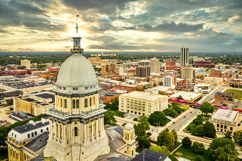 Aerial view of Springfield, Illinois, an area our drug rehab serves.