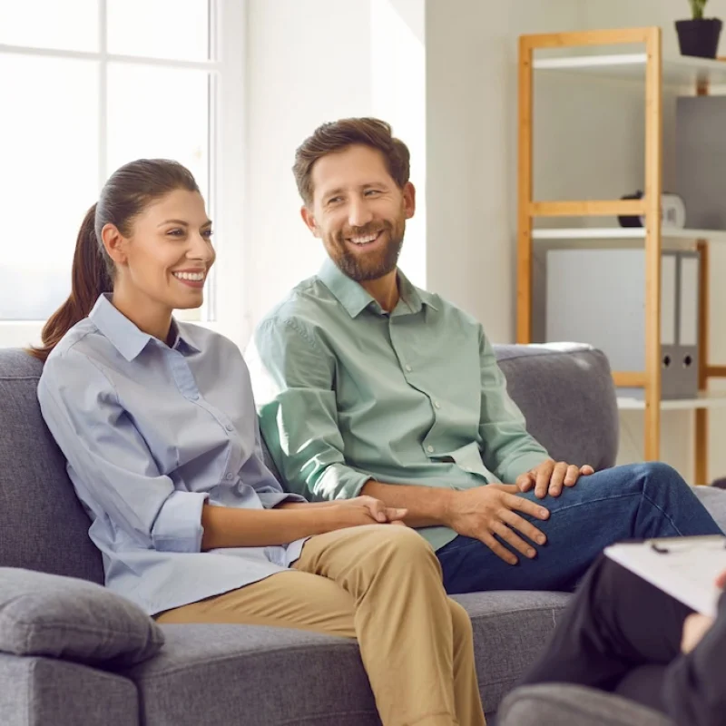 People participate in family therapy in addiction treatment.