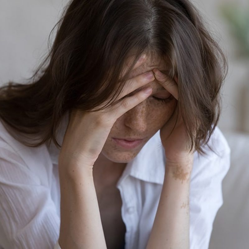 A woman experiences a bad mental health day.